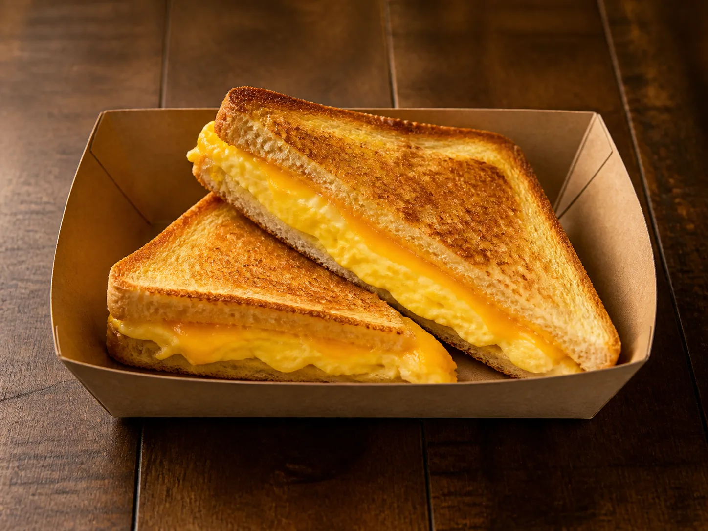 Toasted omelette and cheese sandwich
